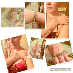 PLUNDER  MAGNETIC CLASP GREEN SHINEY BRACELET